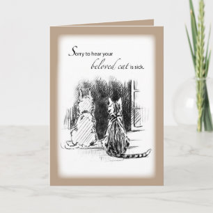 Sorry to Hear Cat is Sick, Cat & Dog Looking Out W Card