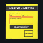 'Sorry we missed you' notepad design<br><div class="desc">'Sorry we missed you' notepad design for missed site visits / appointments. Perfect for tradesman and deliveries.</div>