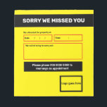 'Sorry we missed you' notepad design<br><div class="desc">'Sorry we missed you' notepad design for missed site visits / appointments. Perfect for tradesman and deliveries.</div>