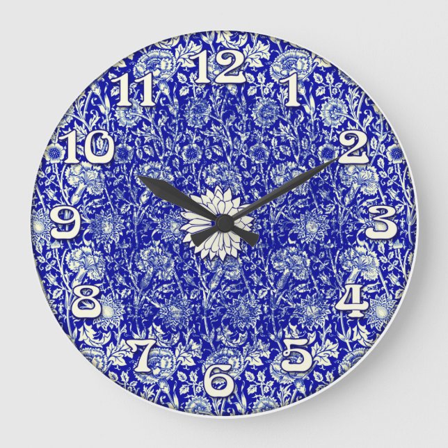 Sorta Blue Calico Timekeeper Large Clock (Front)
