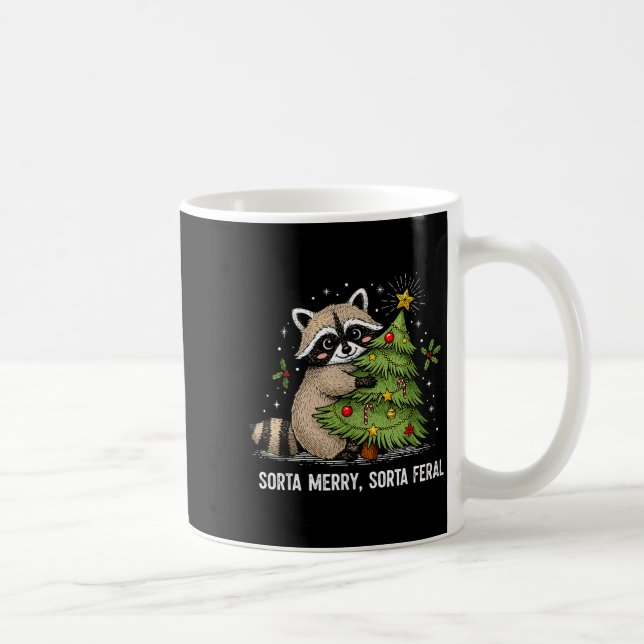 Sorta Merry Sorta Feral Christmas Raccoon Trash Pa Coffee Mug (Right)