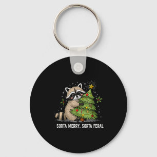 Sorta Merry Sorta Feral Christmas Raccoon Trash Pa Key Ring