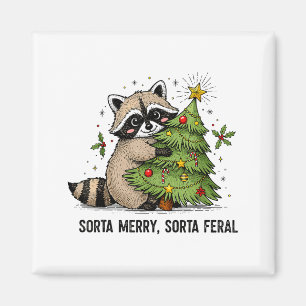 Sorta Merry Sorta Feral Christmas Raccoon Trash Pa Magnet