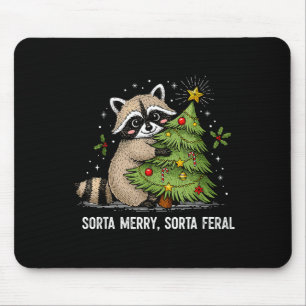 Sorta Merry Sorta Feral Christmas Raccoon Trash Pa Mouse Mat
