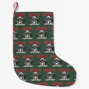 Sorta Merry Sorta Feral Christmas Raccoon Xmas Small Christmas Stocking