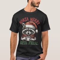 Sorta Merry Sorta Feral Funny Racoon Santa Christm