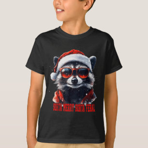Sorta Merry Sorta Feral Raccoon Christmas Humor De T-Shirt