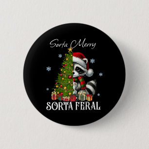 Sorta Merry Sorta Feral Raccoon Hot Cocoa Cup Chri 6 Cm Round Badge