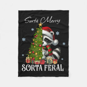 Sorta Merry Sorta Feral Racoon Hot Cocoa Cup Chri Fleece Blanket