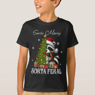 Sorta Merry Sorta Feral Racoon Hot Cocoa Cup Chri T-Shirt