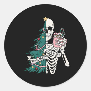 Sorta merry sorta scary christmas classic round sticker