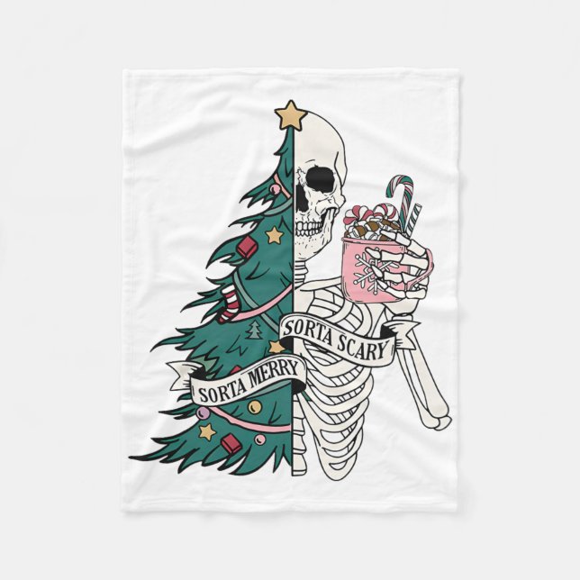 Sorta Merry Sorta Scary Christmas  Fleece Blanket (Front)