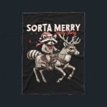 Sorta Merry Sorta Scary Christmas Funny Racoon Ri Fleece Blanket<br><div class="desc">Sorta Merry Sorta Scary Christmas Funny Racoon Riding Kids</div>