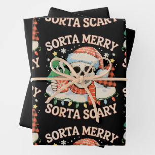 Sorta Merry Sorta Scary Skeleton Christmas Xmas Wrapping Paper Sheet