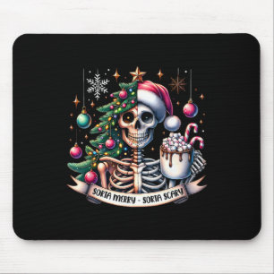 Sorta Merry Sorta Scary Skeleton Hot Cocoa Christm Mouse Mat