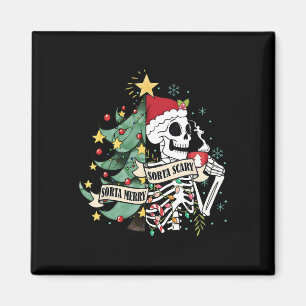Sorta Merry Sorta Scary Skeleton Snow Christmas Xm Magnet