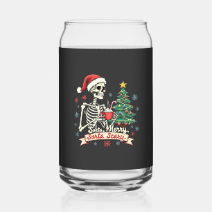 Sorta Merry Sorta Scary Spooky Skeleton Xmas  Can Glass
