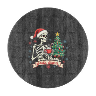 Sorta Merry Sorta Scary Spooky Skeleton Xmas Cutting Board
