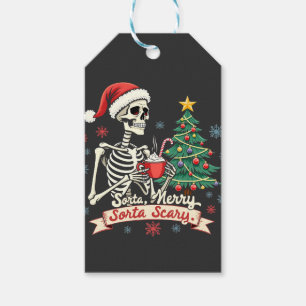 Sorta Merry Sorta Scary Spooky Skeleton Xmas  Gift Tags