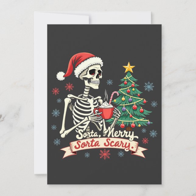 Sorta Merry Sorta Scary Spooky Skeleton Xmas  Invitation (Front)