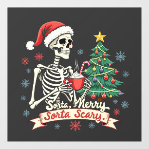 Sorta Merry Sorta Scary Spooky Skeleton Xmas Window Cling