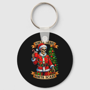 Sorta Merry Sorta Y Christmas Funny Skeleton Xmas Key Ring