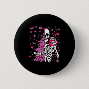 Sorta Merry Sorta Y Funny Christmas Skeleton Tree  6 Cm Round Badge