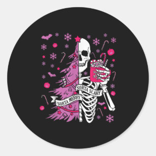 Sorta Merry Sorta Y Funny Christmas Skeleton Tree  Classic Round Sticker