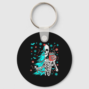 Sorta Merry Sorta Y Funny Christmas Skeleton Tree Key Ring