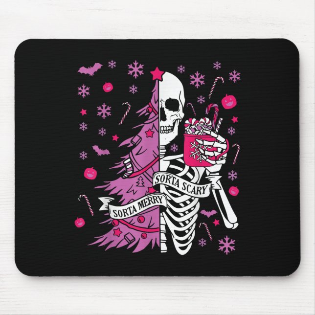 Sorta Merry Sorta Y Funny Christmas Skeleton Tree  Mouse Mat (Front)