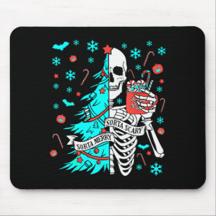 Sorta Merry Sorta Y Funny Christmas Skeleton Tree  Mouse Mat