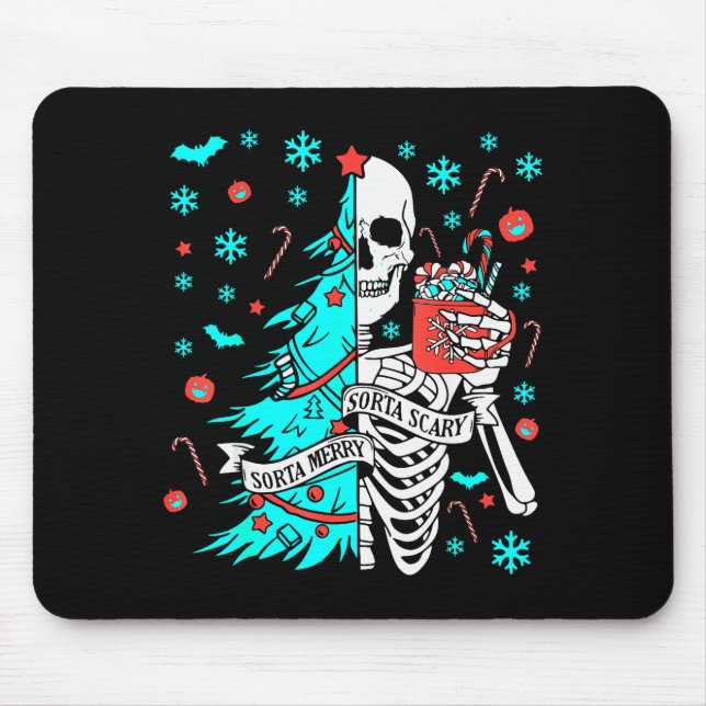 Sorta Merry Sorta Y Funny Christmas Skeleton Tree  Mouse Mat (Front)