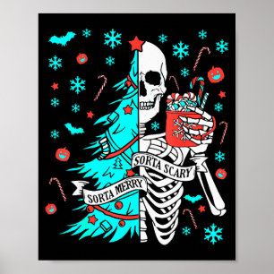 Sorta Merry Sorta Y Funny Christmas Skeleton Tree Poster
