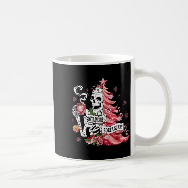 Sorta Merry Sorta Y Funny Skeleton Christmas  Coffee Mug (Right)