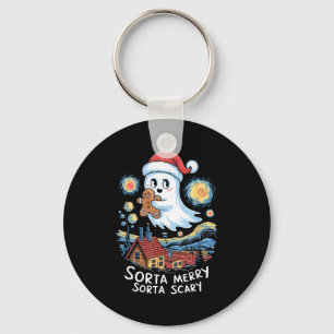 Sorta Merry Sorta Y Santa Ghost Christmas Gingerbr Key Ring