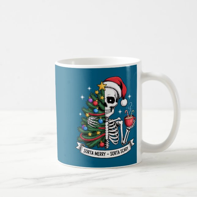 Sorta Merry Sorta Y Santa Skeleton Cocoa Christmas Coffee Mug (Right)