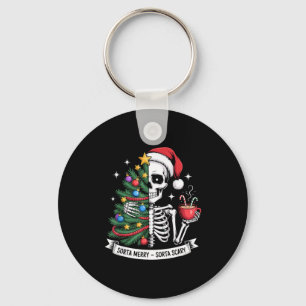 Sorta Merry Sorta Y Santa Skeleton Cocoa Christmas Key Ring