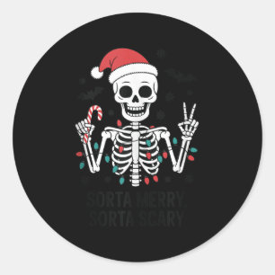 Sorta Merry Sorta Y Skeleton Christmas Tank Top_1 Classic Round Sticker