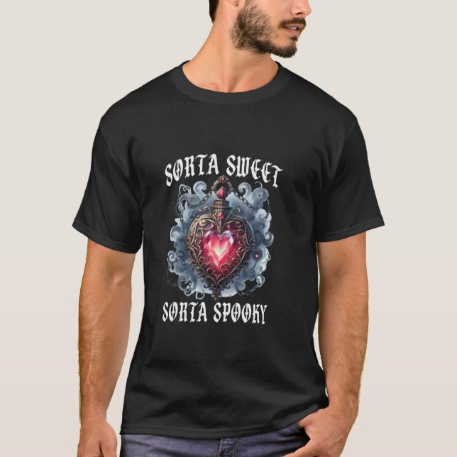 Sorta Sweet Sorta Spooky Gothic Funny Valentine's  T-Shirt (Front)