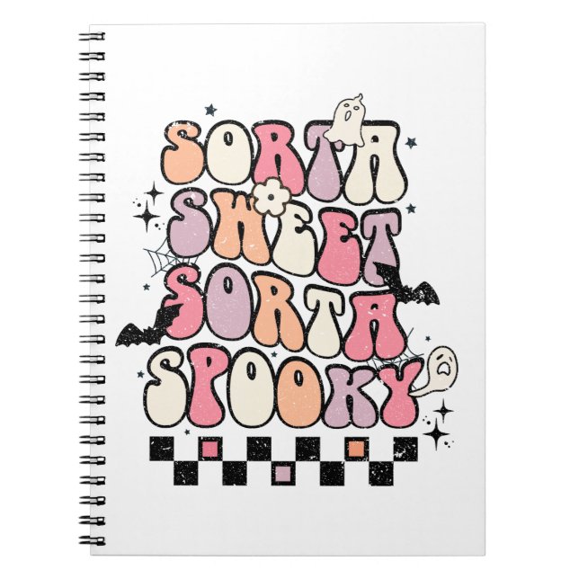 Sorta Sweet Sorta Spooky-Halloween-Retro Groovy Notebook (Front)