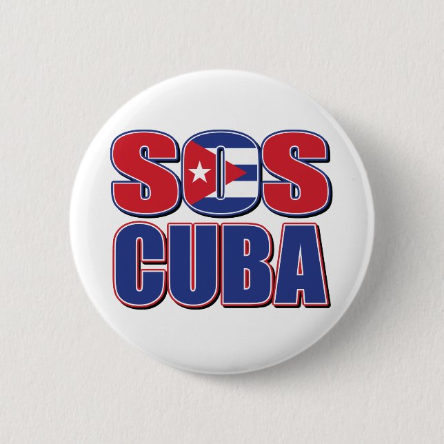SOS-CUBA 6 CM ROUND BADGE (Front)