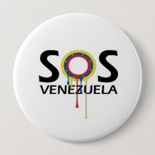 SOS Venezuela 10 Cm Round Badge (Front)