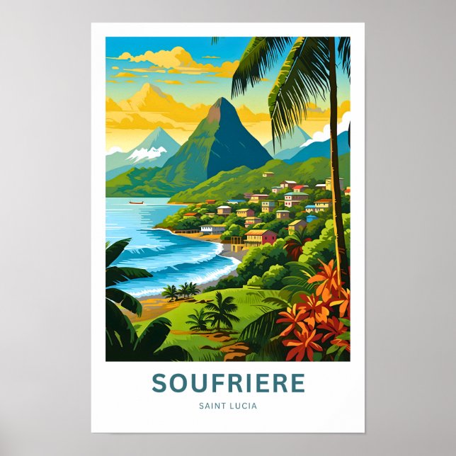 Soufriere Saint Lucia Travel Print (Front)
