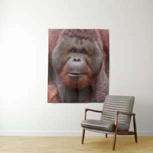 Soul Beneath the Flanges – Orangutan Face Tapestry