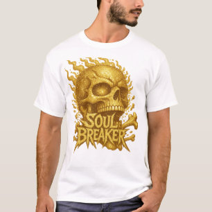 "Soul Breaker Gold Skull Design T-Shirt
