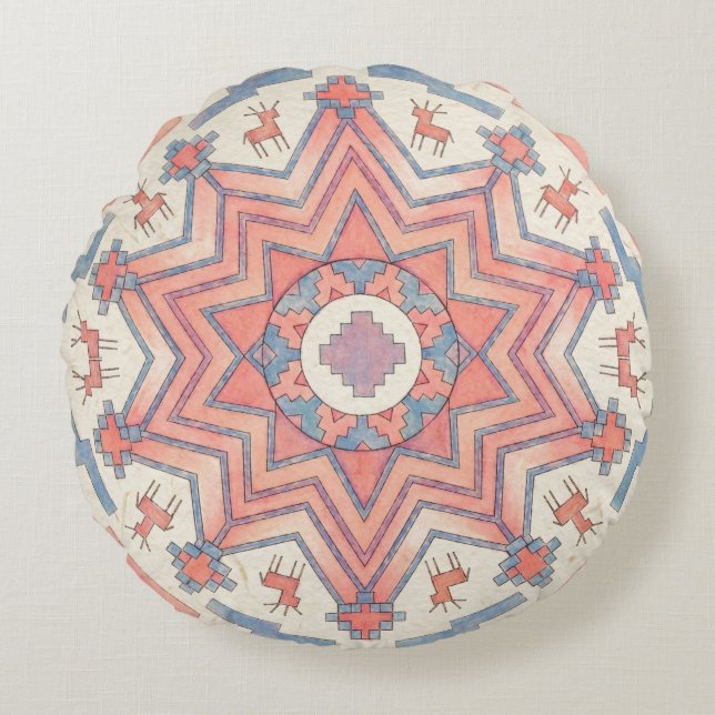 Soul Circle Ethno Mandala Round Pillow (Front)