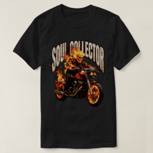 Soul collector flaming motorcycle T-shirt