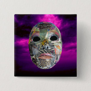 Soul Comes In All Colours Mask 15 Cm Square Badge