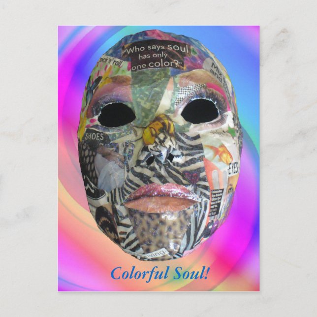 Soul Comes In All Colours Mask Postcard (Front)