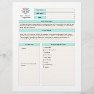 Soul Contract Completion Template Manifest Vision Custom Letterhead